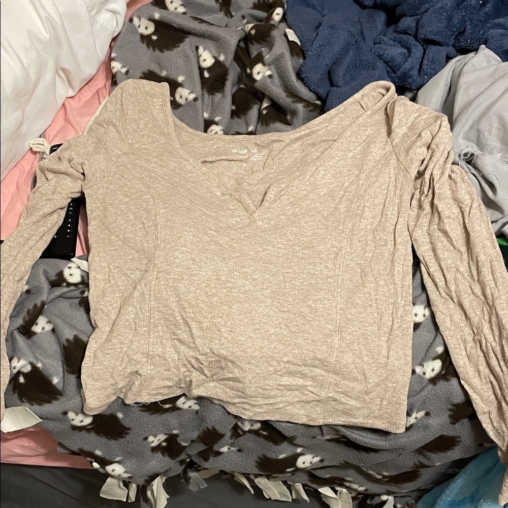 Aerie Light Tan Long Sleeve Top